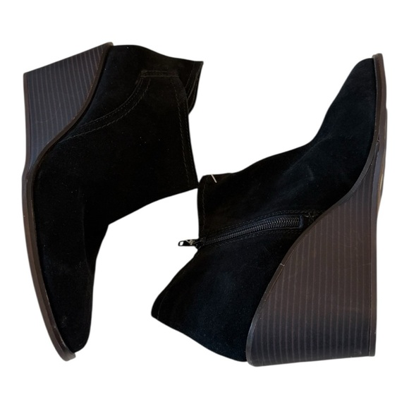 Lucky Brand Macawi Wedge Booties in Black Leather Suede Women’s Size 9.5 Boho - Picture 4 of 8